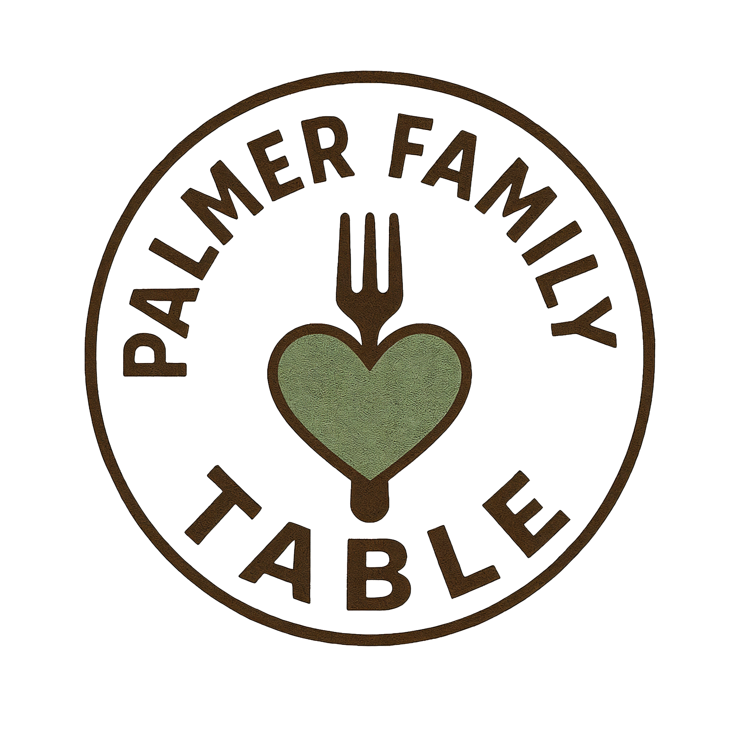 Palmer Family Table logo: fork & heart emblem